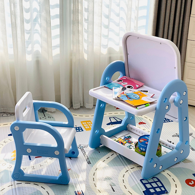Bàn ghế đa chức năng 2in1, có thể làm bàn, bảng vẽ cho bé từ 1 - 8 tuổi Holla, mặt chống lóa mỏi mắt an toàn cho bé