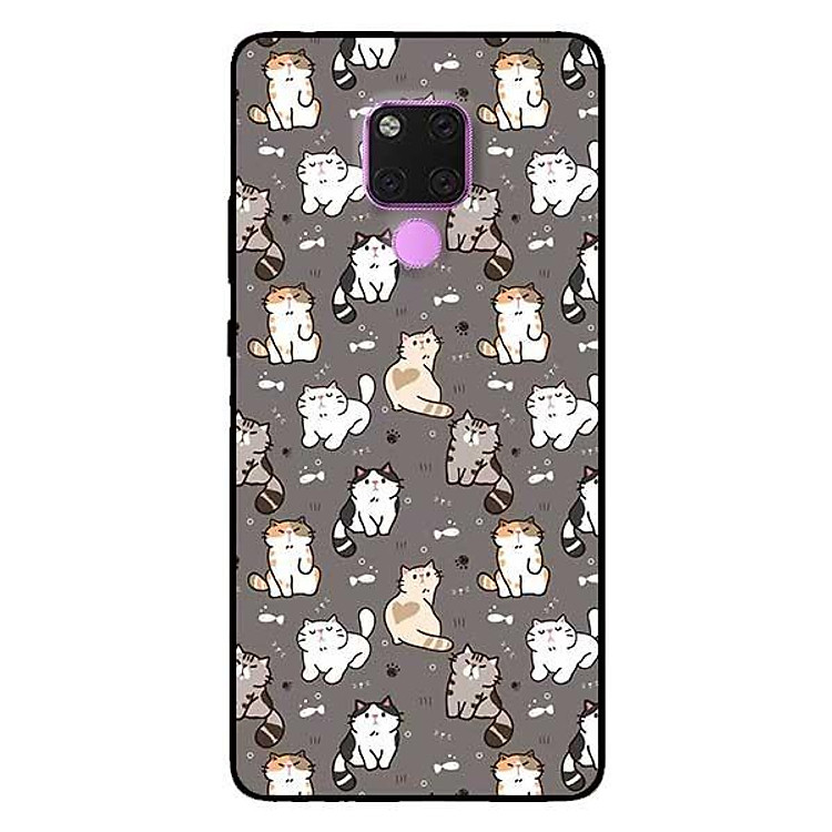 Ốp lưng dành cho Huawei 5t - Mate 20 - Mate 20 Pro mẫu Họa Tiết Mèo Xám