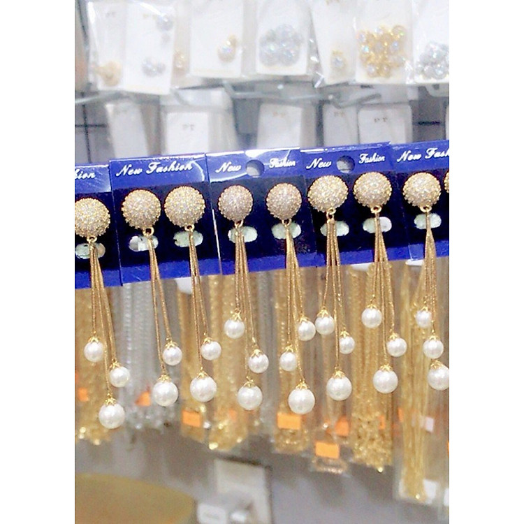 Bông tai tòn ten trái châu xoàn dát vàng 18k mã EK029