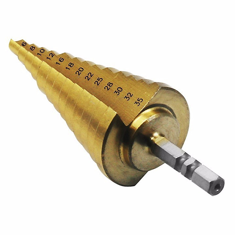 Mũi khoan tháp, bước HSS 6-35mm khoan sắt nhôm tôn-Pk máy khoan