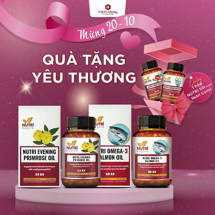 Bộ Sản Phẩm Bổ Sung Nội Tiết Tố Nữ: Nutri Evening Primrose Oil & Omega 3 - 60 Viên