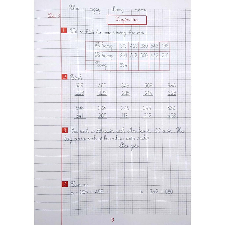 Vở Ô Li Bài Tập Toán Lớp 3 - Quyển 1 - Bám Sát SGK Định Hướng Phát Triển Năng Lực - Ảnh 3