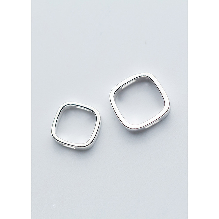 Combo 2 cái charm bạc viền vuông bo cạnh để lồng hạt vào giữa - Ngọc Quý Gemstones