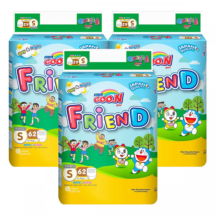 Combo 3 Tã Quần Goo.n Friend Gói Cực Đại S62 (62 Miếng)