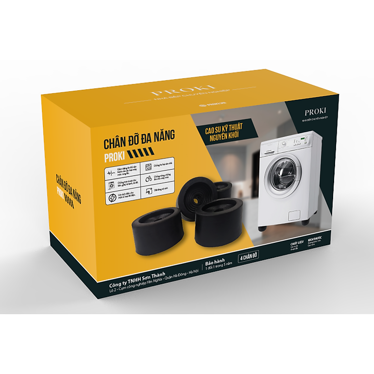 Chân đỡ đa năng máy giặt tủ lạnh PROKI chống rung, chống xê dịch, giảm tiếng ồn, cách điện, chống trầy xước nền nhà