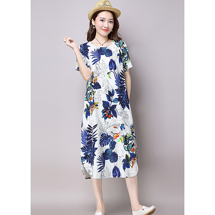 Đầm suông trung niên hoa lá Haint Boutique da149