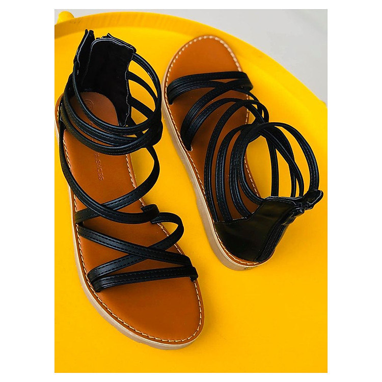Sandal chiến binh nhiều quai đan chéo khoá kéo hậu