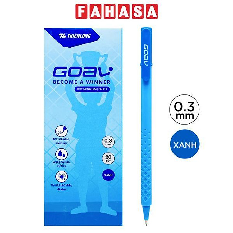 Hộp 20 Bút Lông Kim Goal 0.5 mm - Thiên Long FL-015 - Mực Xanh - Thân Màu Xanh Dương