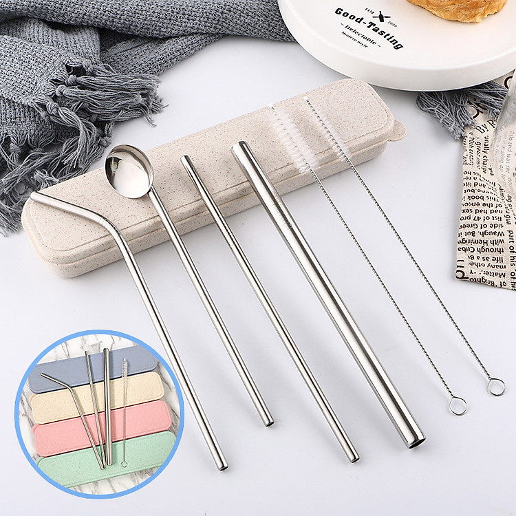 Combo Ống Hút INOX 304 7 Món Tiết Kiệm - Nhiều Màu