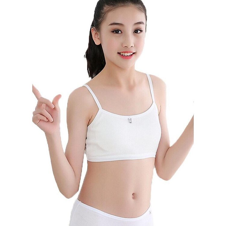 Áo lá học sinh 2 dây - áo lá có mút không gọng áo lót cho bé gái tuổi dậy thì lớp 6 màu trắng màu đen màu xám màu hồng