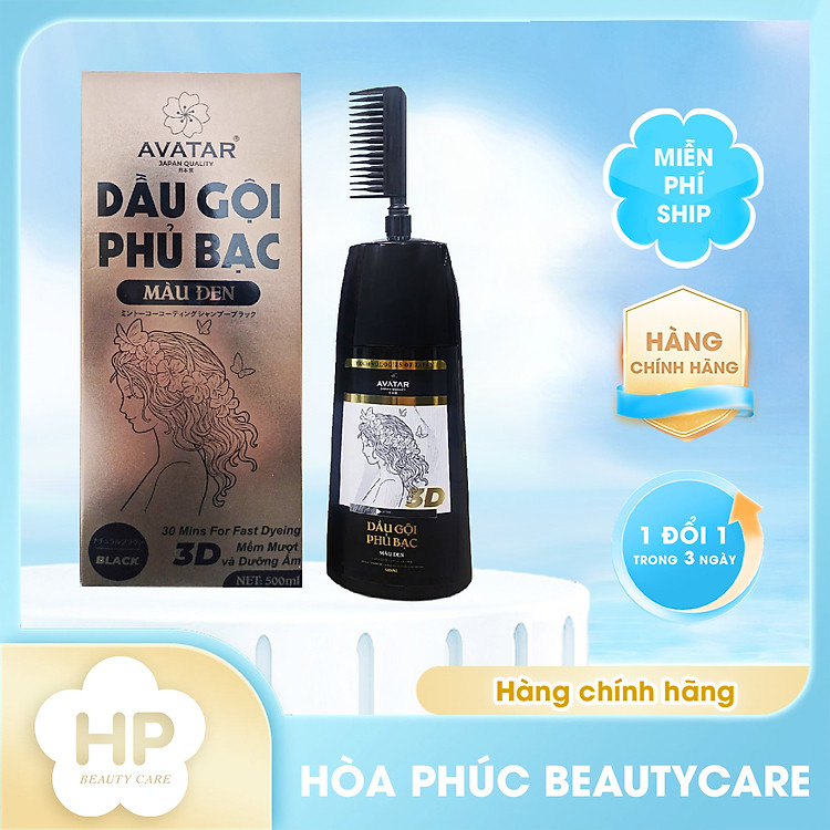 Dầu Gội Phủ Bạc Thảo Dược Avatar Màu Đen Dạng Chai 500mL