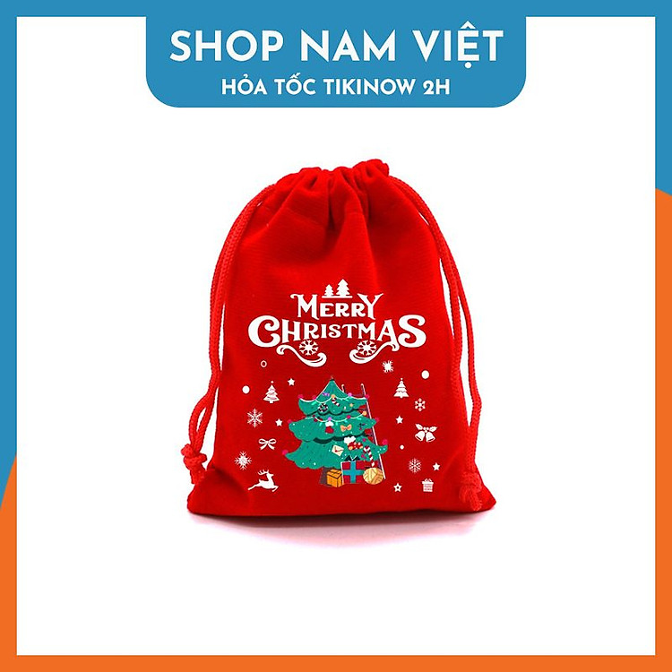 Túi Nhung Dây Rút Gói Quà Họa Tiết Giáng Sinh (Nhiều Kích Cỡ) - Ảnh 5