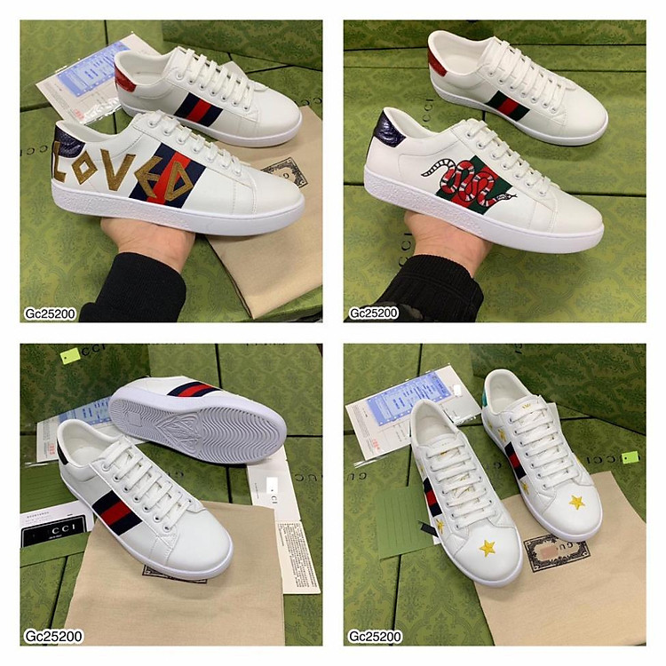 Giầy nam gucci ong, gucci rắn gót đỏ buộc dây siêu hot_Giầy thể thao nam gucci