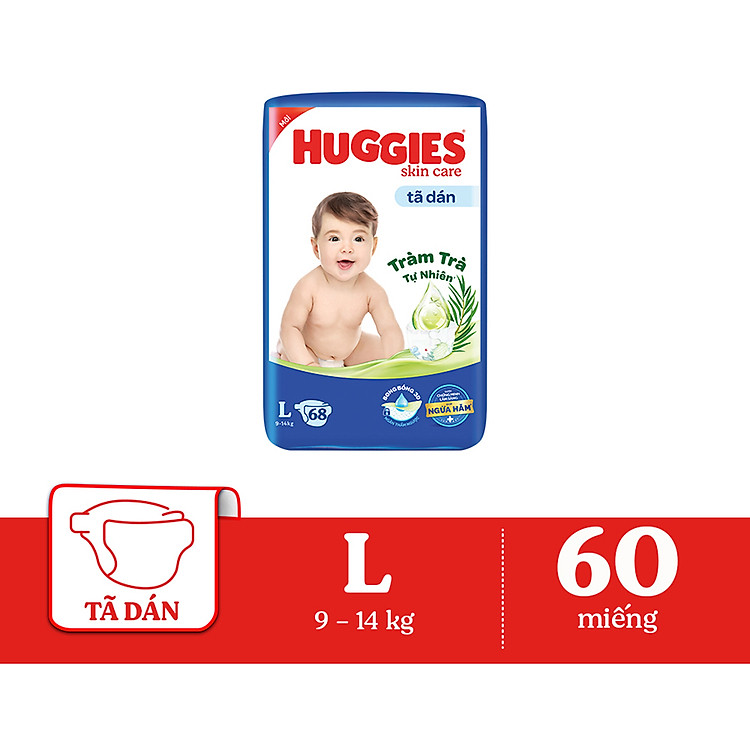 Mua Tã dán Huggies Skincare Super Jumbo L68 Chính hãng Giá tốt - Hình ảnh 2