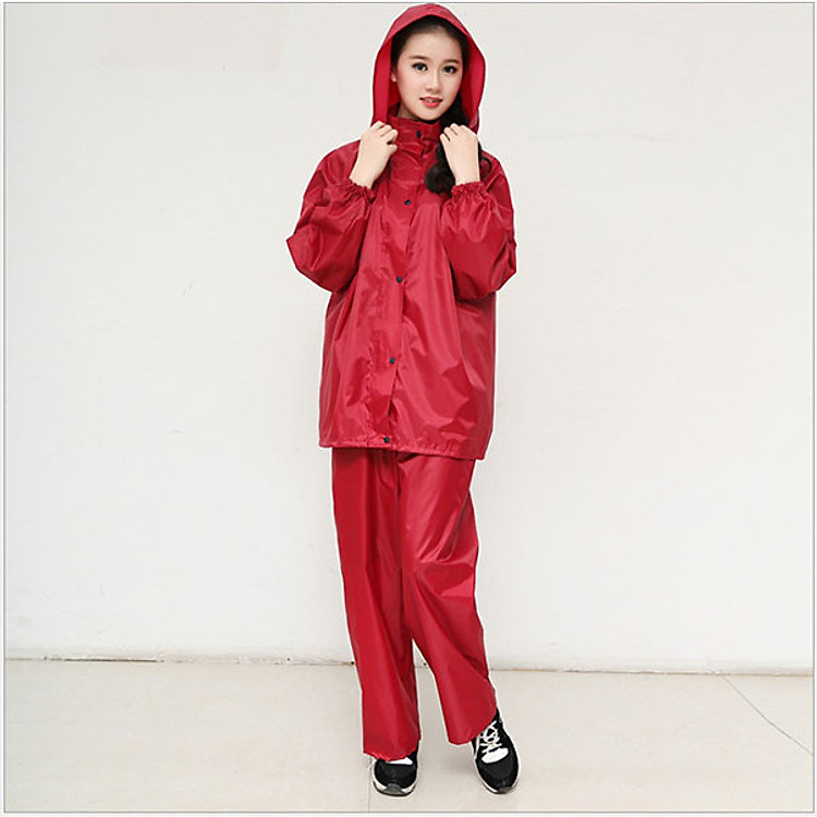 Bộ Quần Áo Mưa Vải Dù L Từ 40-50kg 2 Lớp Khóa Không Thấm Nước Chống Rách