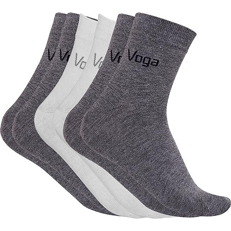 Set 3 Đôi Tất Vớ Nam Cao Cấp Voga Cổ Cao - Đen, Xám, Trắng