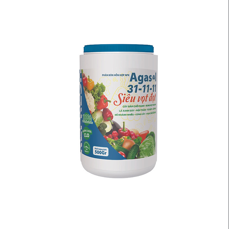 Phân bón lá Agasol 31-11-11 + TE SIÊU VỌT ĐỌT - Đâm chồi mạnh, bung đọt nhanh, lá xanh dày chuyên cho rau màu