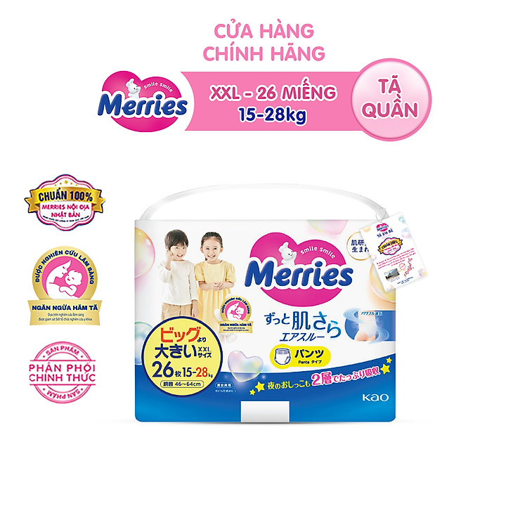 Tã/bỉm quần Merries size XXL - 24 miếng (dành cho bé từ 15 - 28kg)