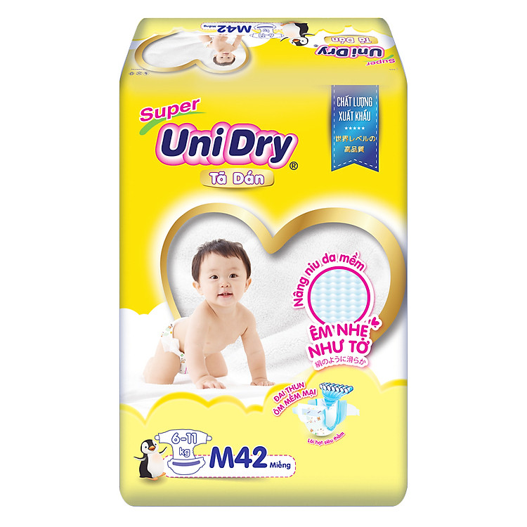 Tã Dán Cho Bé Unidry (G6+) Size M42 (42 miếng)