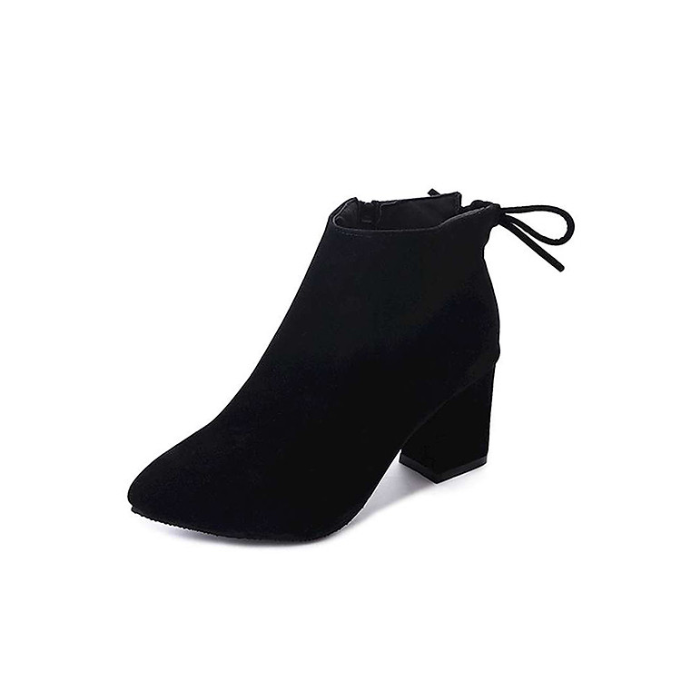 Giày Bốt Nữ Da Lộn Gót Cao 6CM Khóa Kéo Bên Hông 3Fashion - MSP 3057