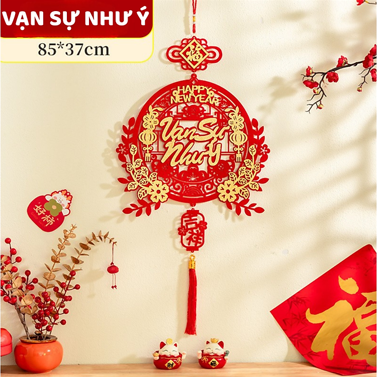 Set Dây Treo Trường Trang Trí Tết Nguyên Đán Phúc Lộc Thọ, Khánh Quạt Đỏ Cá Chép Decor Nhà Cửa