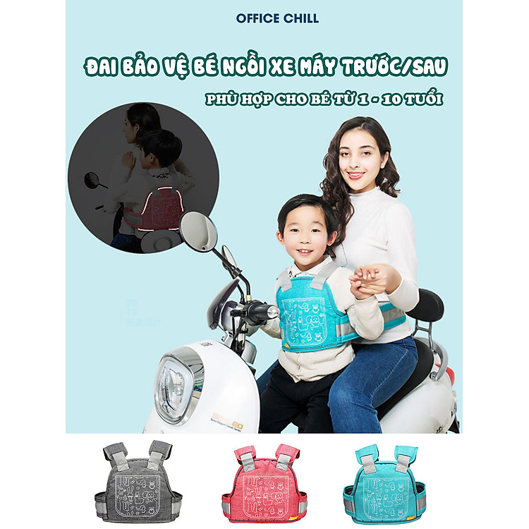 Đai An Toàn Cho Bé Đi Xe Máy OFFICE CHILL Bảo Vệ Bé Ngồi Trước Hoặc Sau Phù Hợp Từ 1 Đến 10 Tuổi - Hình ảnh 3