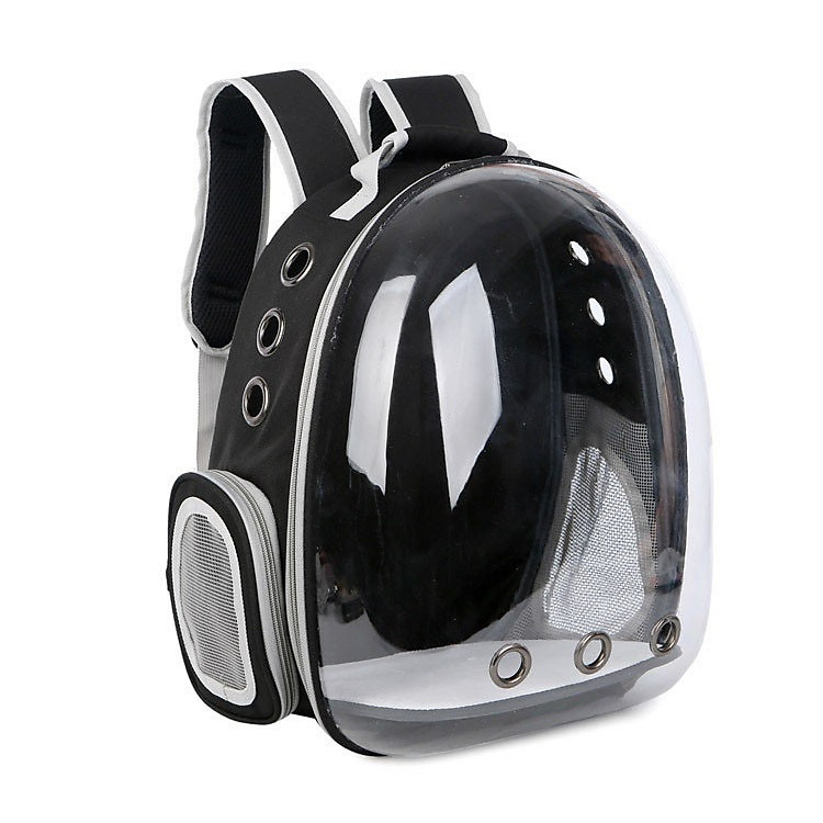 Balo phi hành gia vận chuyển chó mèo trong suốt màu đen