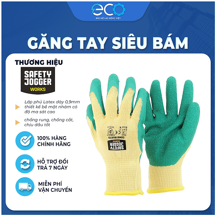 Găng tay bảo hộ Jogger Constructor phủ cao su Pu siêu bám, chắc tay, ôm tay
