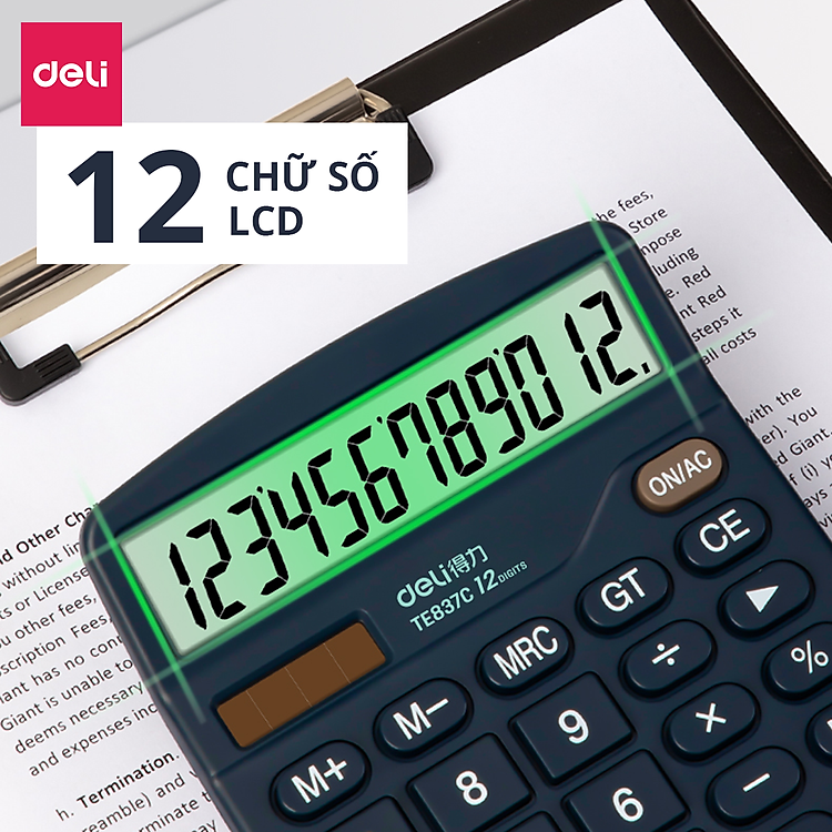 Máy Tính Để Bàn Deli E837 (12 số) - Xanh than - Ảnh 6