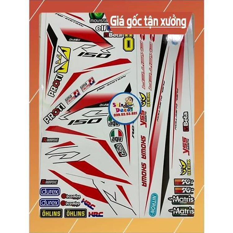 Tem rời ex 150 Rc 2019 trắng đỏ