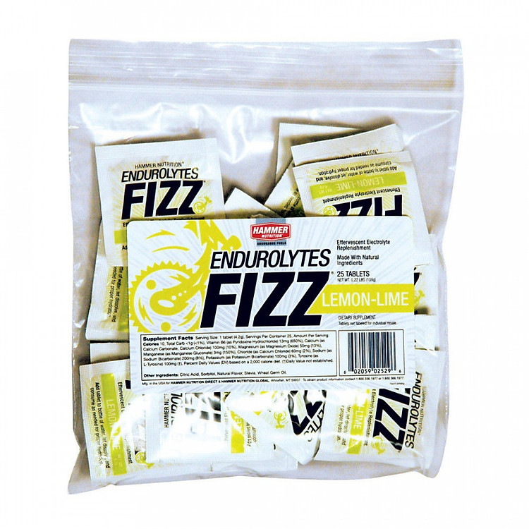 Viên sủi điện giải - Hammer Nutrition Endurolytes Fizz Vị Chanh HM2299 túi 25 viên