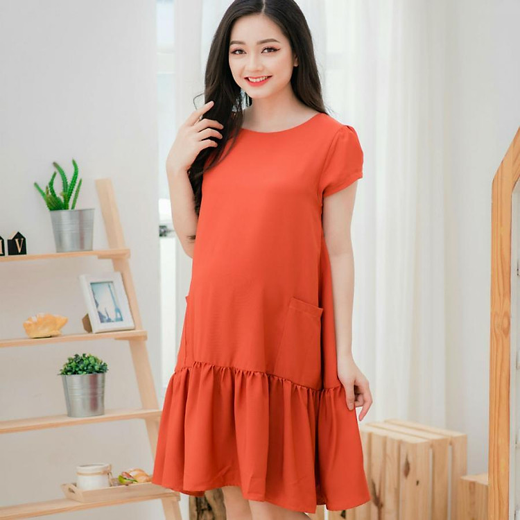 Đầm bầu đuôi cá phối túi đắp Emum