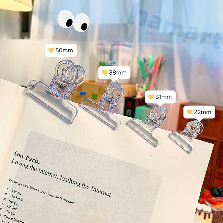 Kẹp Giấy Trong Suốt Nhựa Acrylic Cánh Bướm (3.8cm)