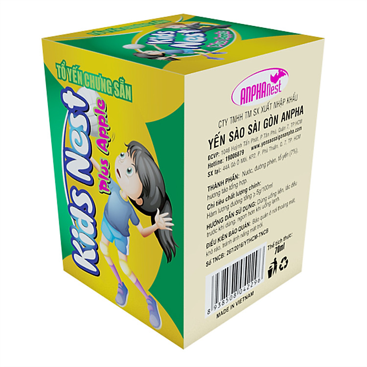 Tổ Yến Chưng Sẵn Kids Nest Plus Apple - Yến Sào Sài Gòn Anpha (70ml)