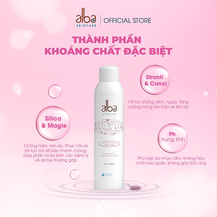 Xịt Khoáng BABY ALBA Chống Hăm 300ML Chính hãng Ưu đãi - Hình ảnh 3