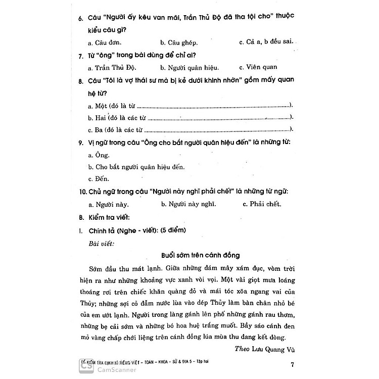 Đề Kiểm Tra Định Kì Tiếng Việt - Toán - Khoa Học - Lịch Sử - Địa Lí 5 (Tập 2) - Ảnh 7