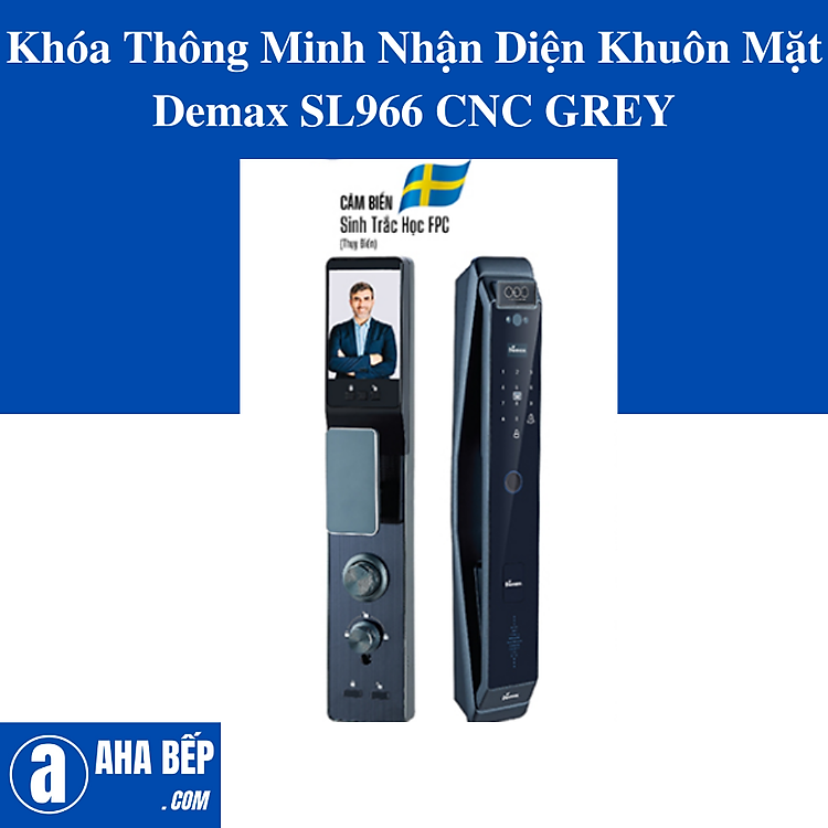 Khóa Thông Minh Nhận Diện Khuôn Mặt Demax SL966 CNC GREY. Hàng Chính Hãng