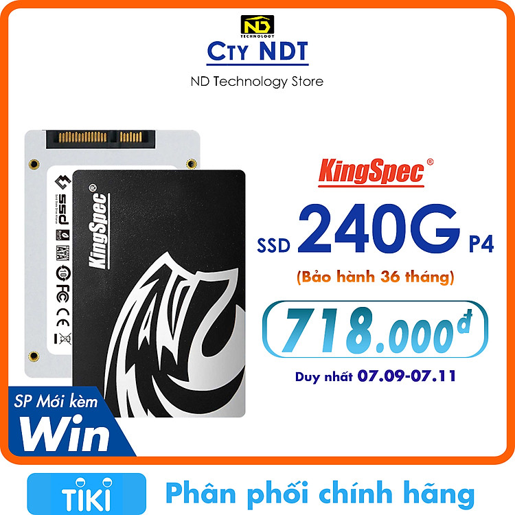 Ổ cứng SSD KingSpec 240GB / P4-240 đã gồm Windows 10 - Hàng Chính Hãng