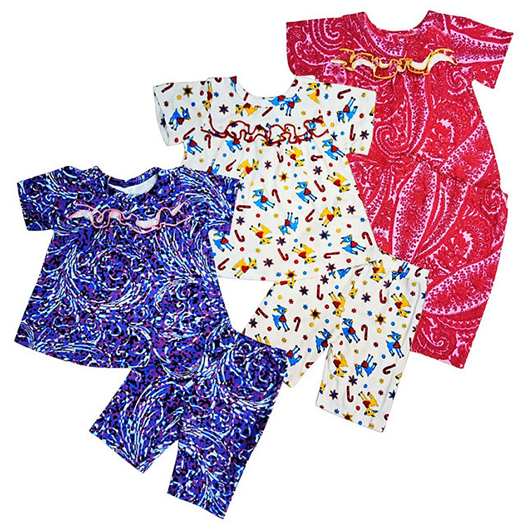 Set 3 Đồ Bộ Bé Gái Áo Phối Bèo Cho Bé