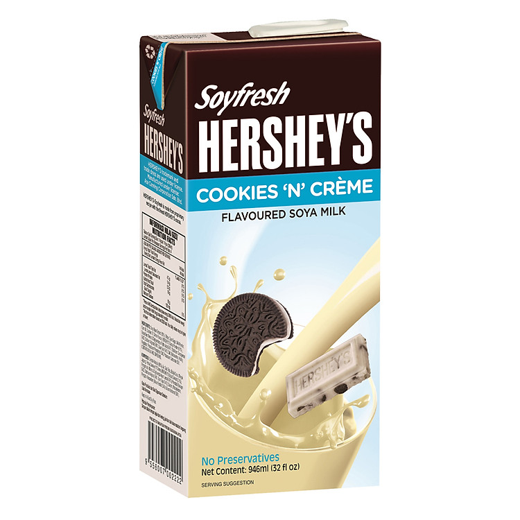 Sữa Đậu Nành Vị Bánh Quy Kem Hershey’s Soyfresh Cookies ‘N’ Crème Flavored Soya Milk (946ml)