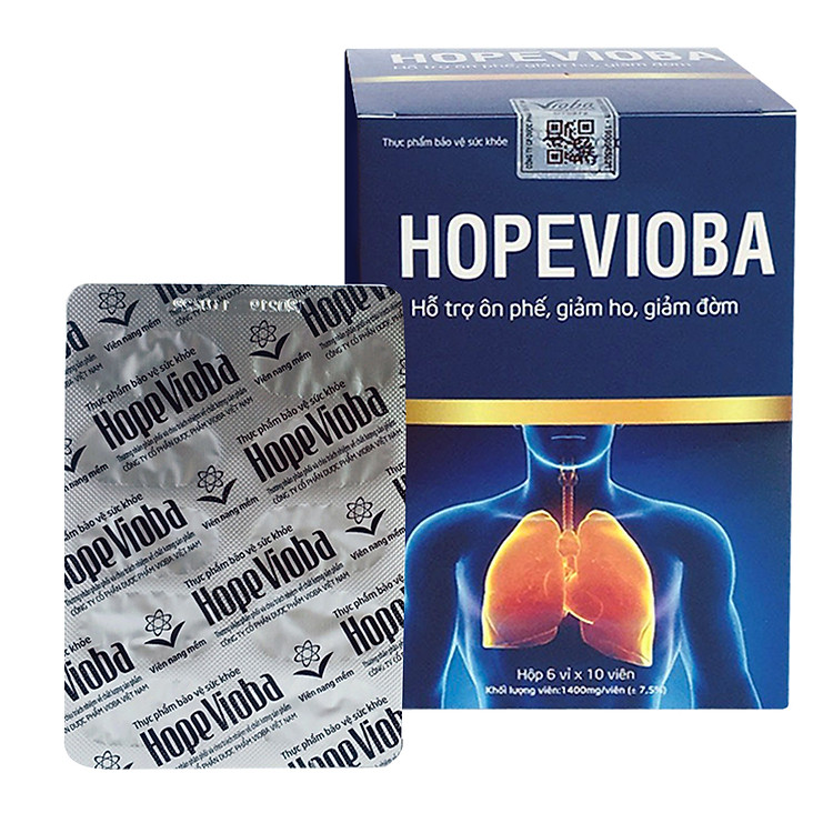 Viên ho HOPEVIOBA - Bổ phổi, giảm ho, giảm đờm. Giảm đau rát họng, khản tiếng kéo dài. Sản phẩm Hope của Vioba, hộp 60 viên.