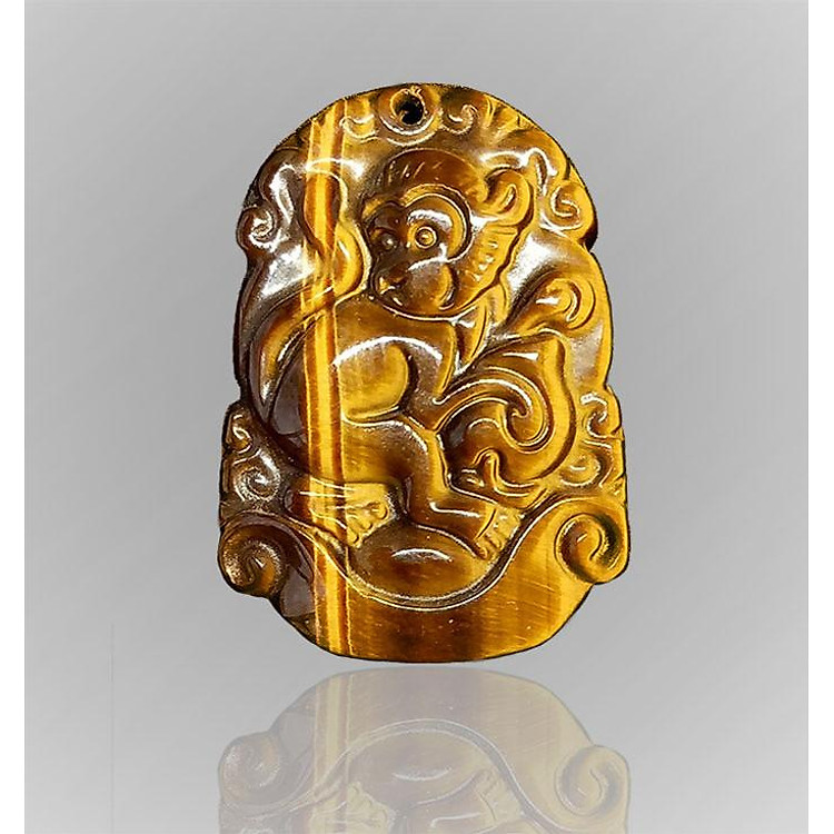 Mặt Dây Chuyền 12 con giáp Tuổi Thân Mắt Hổ Vàng đá tự nhiên