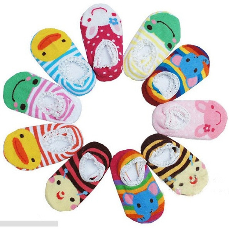 Bộ 10 đôi tất hoạt hình chống trơn cho bé tập đi (3-4 tuổi)