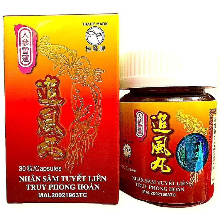 Viên uống đau nhức xương khớp Nhân Sâm Tuyết Liên Truy Phong Hoàn hỗ trợ đau lưng, viêm sưng khớp xương và các chứng về phong thấp, đau thần kinh toạ - Hộp 30 viên - Xuất xứ: Malaysia - Mã số 2122