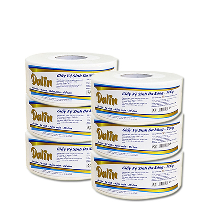 COMBO 6 GIẤY VỆ SINH CUỘN LỚN DALIN 700G TIẾT KIỆM