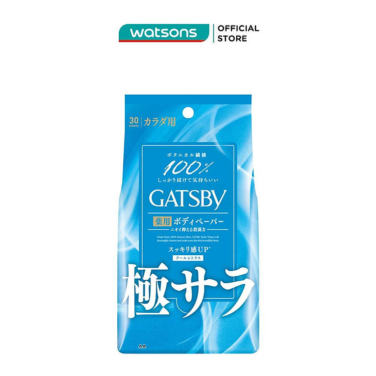 Khăn Ướt Gatsby Khử Mùi & Làm Sạch Cơ Thể Cool Citrus Z 30 Tờ