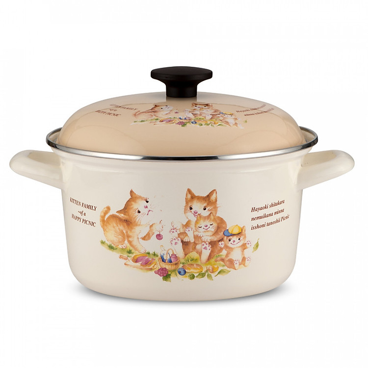Nồi Tráng Men Cao Cấp Nhật Bản Fujihoro (Hoa Văn Con Mèo) KIT-2.5