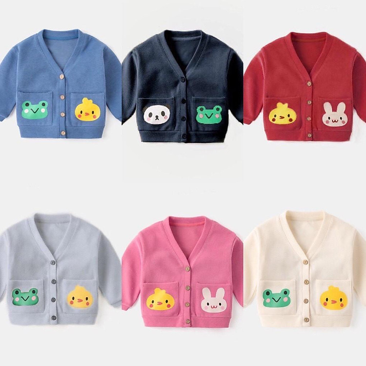 Áo len cadigan in động vật ngộ nghĩnh bé trai bé gái từ 8-18kg