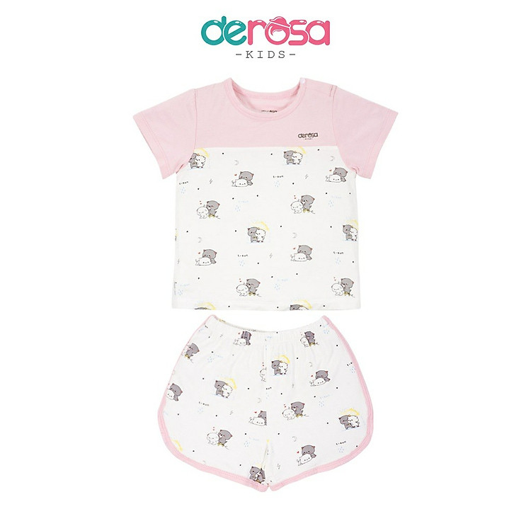 Bộ Quần Áo Cộc Tay Cho Bé. Đồ Bộ Bé Trai Và Bé Gái DEROSA KIDS Chất Liệu Bamboo Mềm Mịn Cho Bé Từ 6 Đến 36 Tháng ASBB561B - HÀNG CHÍNH HÃNG