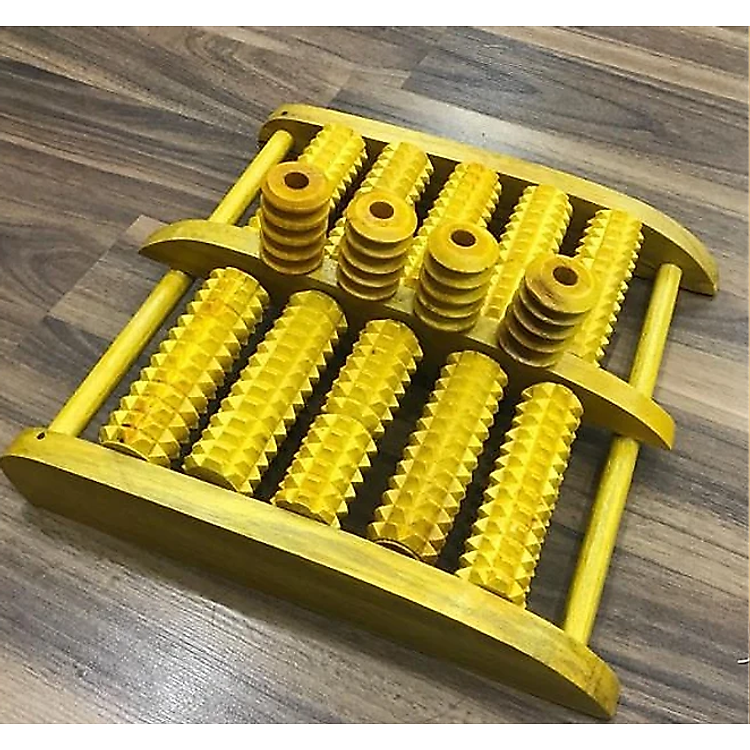 Bàn lăn massage chân 5 hàng bằng gỗ thủ công